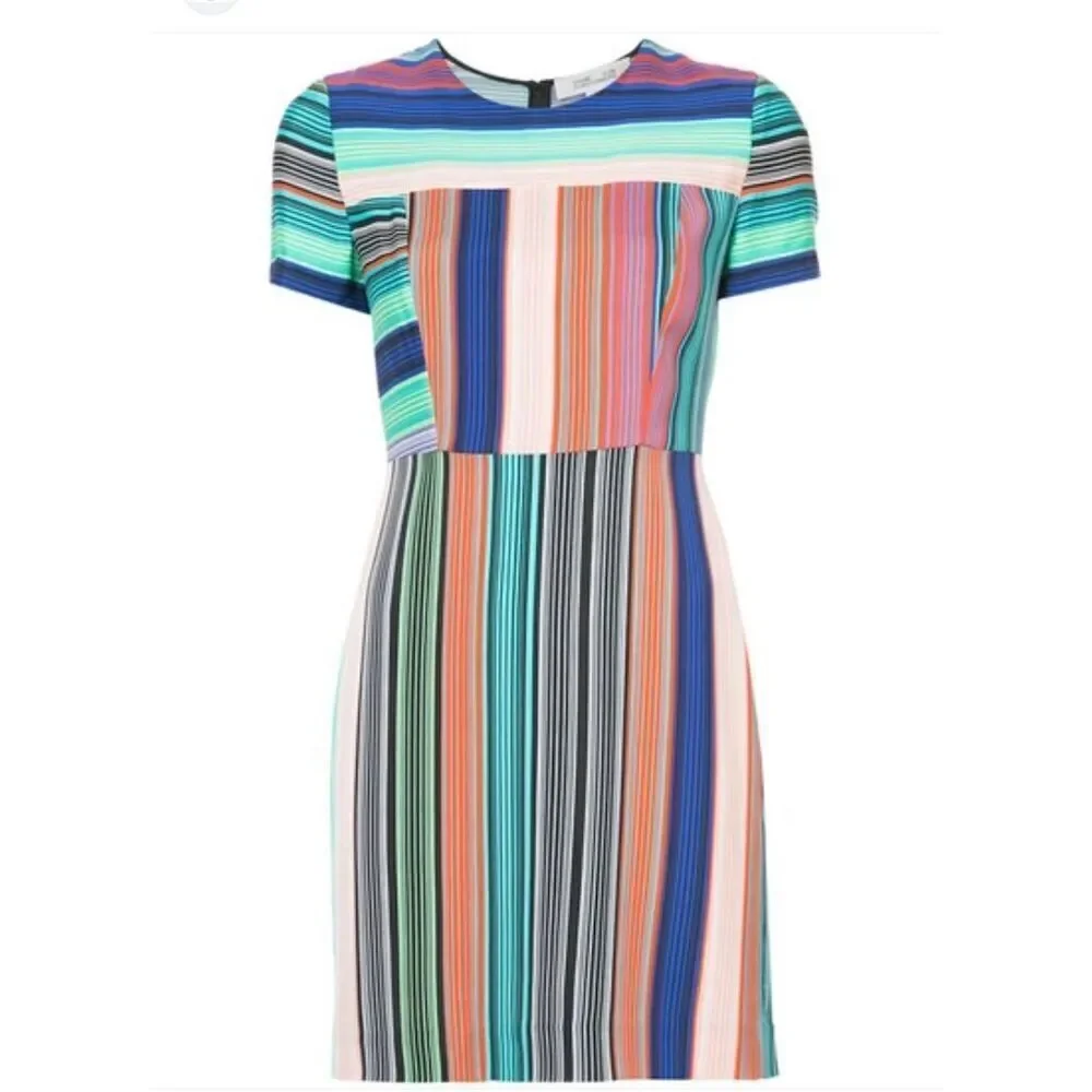 Diane von Furstenberg Women's Striped Knee Length Dress Size 2 Multicolor
